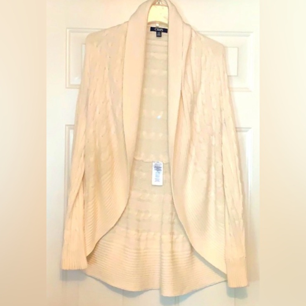 Chaps by Ralph Lauren Cable Knit Sweater M Ivory Classic Career Lagenlook